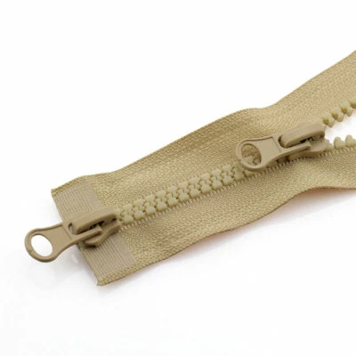 Cremallera gruesa artesanal de 2 vías con cremallera talla #5 extremo abierto doble deslizador cierre fuerte Foto 1 de 4