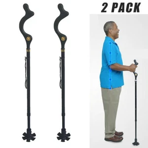 Walking Stick Aluminium Lightweight Easy Folding Metal Non-Slip Adjustable Cane - Picture 1 of 15