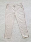 Loft Ivory Cropped Jeans with Red Strip  Sz 12 Preowned Excellent Condition