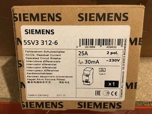 DIFERENCIAL SIEMENS 2 POLOS 30mA 25A 2/25/30 5SV3 312-6 - Imagen 1 de 1