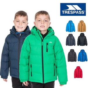 Trespass Boys Padded Jacket Windproof Water Resistant Hooded School Tuff - Picture 1 of 51