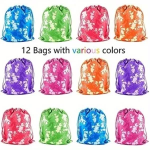 12 Pcs Small Colorful Reusable Tie-dyed Camouflage Drawstring Tote Bags Party - Picture 1 of 9