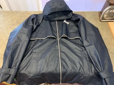 Pepsi Rain Coat Hooded Jacket Sz L Vented Draw String Reflector Strip EUC - Image 1 of 4