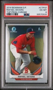 2014 Bowman Draft Picks Rafael Devers RC Top Prospect Chrome ROOKIE PSA 6 GIANTS - Picture 1 of 3
