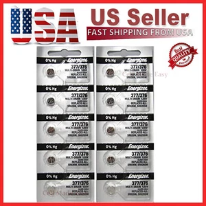 10 Pack-New Energizer 377 376 WATCH BATTERY SR626SW SR626W Silver Oxide Battery  - Picture 1 of 5