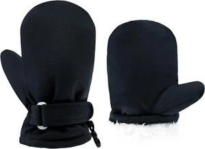 BAVST Toddler Waterproof Mittens Fleece Lined Baby Boys Girls 1-2T, Black - Picture 1 of 6