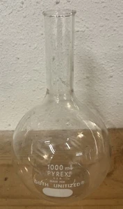 Pyrex U.S.A Made For Guth Unitized 1000ml Long Neck Flat Bottom Boiling Flask - Picture 1 of 1