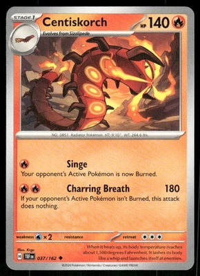 Centiskorch 037/162 Uncommon Normal NM Pokemon SV05: Temporal Forces - Image 1 of 2