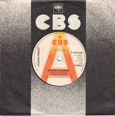 Judas Priest Before the Dawn 7" vinyl UK Cbs 1978 promo in company sleeve - Image 1 of 4