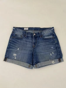 GAP Women's Size 27 Blue Sexy Boyfriend Denim Shorts Distressed Cuffed Excellent - Picture 1 of 7