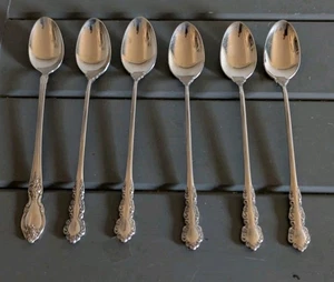 Oneida Cube Stainless SHELLEY Set of 6 Iced Tea Spoons USA Excellent Flatware - Picture 1 of 6