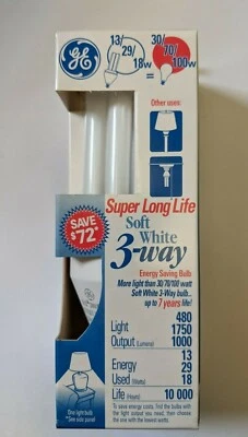 GE-18W- (Soft White) (2700K) (E26 Base) 3 Way (30W/70W/100W) CFL Bulb (3 Pack) - Image 1 of 4