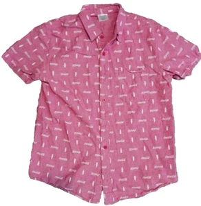 Coca-Cola Coke Graphic Shirt Mens Size Medium Red Print Short Sleeve Button Up - Picture 1 of 5