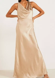 Six Stories Dress Cowl Front Satin Prom/ Bridesmaid - Oyster, Size 8, RRP £125 - Picture 1 of 3