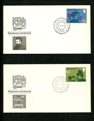 Postal History Great Britain FDC #777-780 SET OF 4 Telephone Graham Bell 1976 - Image 1 of 4