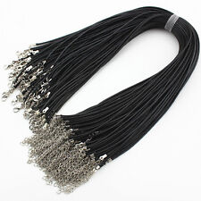 Wholesale 2mm Black Wax Leather Cord Necklace Rope 45cm with Lobster clasp Free