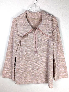 Suéter para mujer Soft Surroundings L rosa tejido palomitas de maíz 1/2 cremallera chenilla - Imagen 1 de 10