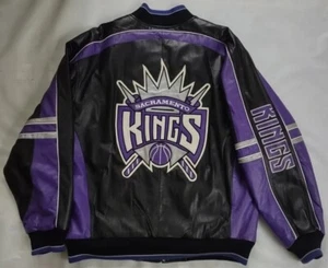 CHAQUETA DE CUERO VINTAGE GIII BY CARL BANKS SACRAMENTO KINGS CREMALLERA COMPLETA TALLA L - Imagen 1 de 10