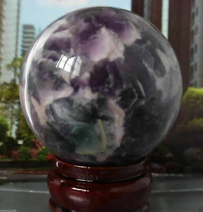 60mm purple Glow In The Dark Stone crystal Fluorite sphere ball - Picture 1 of 3