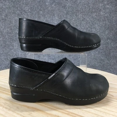 Sanita Shoes Womens 41 Casual Slip On Comfort Clogs Black Leather Round Toe - Image 1 of 4