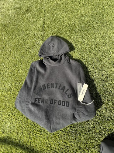 Felpa con cappuccio pullover elasticizzato nero Fear of God Essentials taglia XS uomo