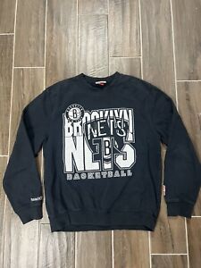 Brooklyn Nets Mitchell & Ness Black Crewneck Sweatshirt Size Large NBA