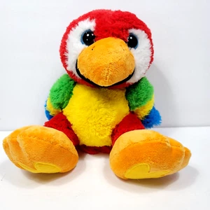 Aurora Parrot Multicolored Bird Big Eyes 9" Sitting Plush Stuffed Animal Red  - Picture 1 of 7