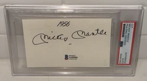 HOF Yankees 1956 Mickey Mantle Signed Cut Autograph PSA Encapsulated + Beckett - Picture 1 of 3