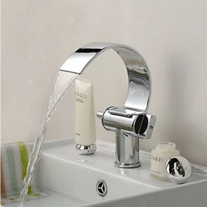 Deux poignées Robinet de mélange de robinet de cascade de salle de bain chromée - Picture 1 of 10