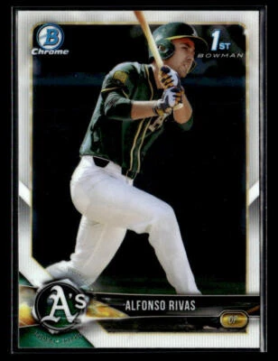 2018 Bowman Draft #BDC-141 Alfonso Rivas Chrome Card Oakland Athletics - Image 1 of 2