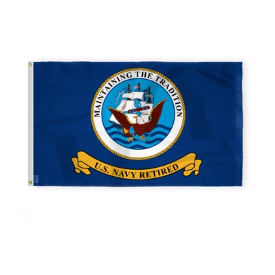 Bandera retirada de la Marina de los Estados Unidos AGAS - Bandera de veteranos de la USN - Nailon 200D impresa - 2 ojales Foto 1 de 4