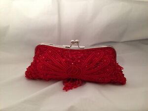 Women's Clutch Bag / Handbag - Beaded Red - Occasions / Weddings / Bridal / prom