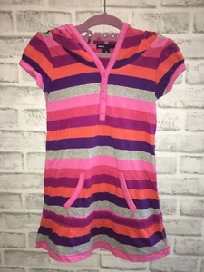 GAPKIDS GAP KIDS GIRLS S SMALL 6-7 6 7 STRIPED HOODED TUNIC DRESS SHORT SLEEVES - Picture 1 of 3