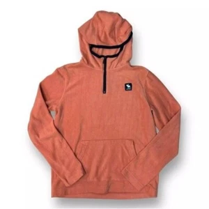 Abercrombie Sweatshirt Kids 13/14 Orange Fleece Half Zip Hoodie Pullover - Picture 1 of 10