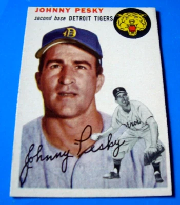1954 TOPPS #63 JOHNNY PESKY ex/nm+ or better DETROIT TIGERS no creases - Image 1 of 3