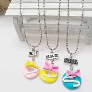 3pcs Best Friends Forever Donut Doughnut Necklace Set Cookie Friendship Jewelry - Picture 1 of 2