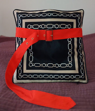 new MICHAEL KORS red fabric wide waist belt,long,silver colour metal buckle,M,L