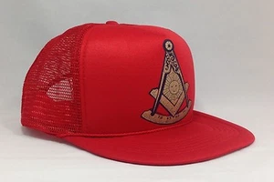 Gorra estilo camionero maestro pasado masónico con cuadrado - roja - Imagen 1 de 1