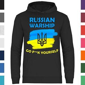 Herren Hoodie Russisches Kriegsschiff Selenskyj Ukrainische Flagge Ukraine