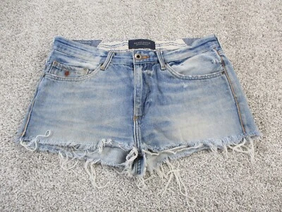 Maison Scotch Womens Denim Jean Shorts Size 28 Distressed Fringe Blue GUC - Image 1 of 4
