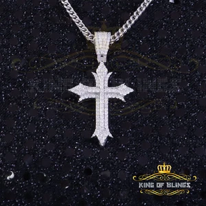 Colgante Cruz Dije Brillante 2,0 quilates VVS D Moissanita Blanco Plata Para Hombre y Mujer - Imagen 1 de 12