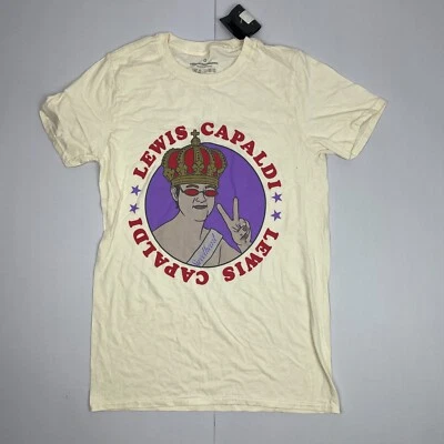 Lewis Capaldi T-Shirt Small Beige Mens 100% Cotton Graphic Print 2020 BooHoo - Image 1 of 4