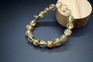 Bracciale Perline Quarzo Rutilato Oro Quarzo Rutilato Oro Naturale Rutilato - Foto 1 di 10