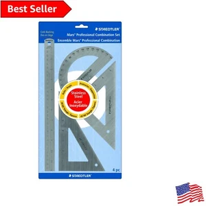 Premium Stainless Steel Drawing Set - Protractor, Triangles, Ruler for Creatives - Picture 1 of 2