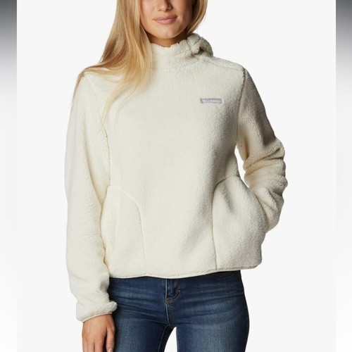 OFF WHITE Felpa con cappuccio Columbia donna West Bend Fluffy Sherpa Off White taglia 3X NUOVA