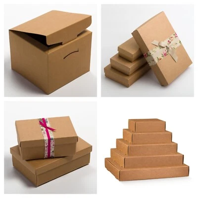 Rustic Kraft Rectangular Gift Box and Lid Wedding Christmas Gift - Image 1 of 4