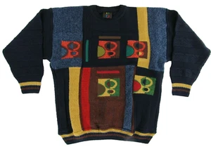 Baffo Mens Sweater L Wool Blend Multicolor Long Sleeve Crew Neck - Picture 1 of 6
