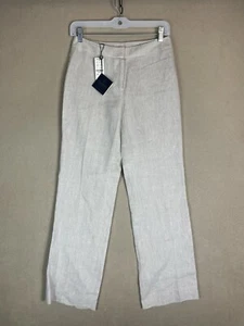 Brooks Brothers Pants Womens 2P Beige Caroline Fit Linen Straight Leg Relaxed - Picture 1 of 16