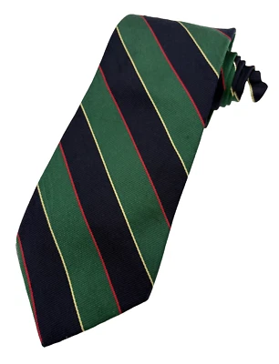 Brooks Brothers REPP Tie 100% Silk Makers Green Black Red Striped Designer - Image 1 of 4