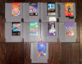 Lot of 9 Nintendo NES Assorted Games- Double Dragon, Dr. Mario, Pro-Am - TESTED
